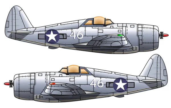 Ancien Avion Militaire Dessin Animé Sur Fond Blanc Illustration Vectorielle — Image vectorielle