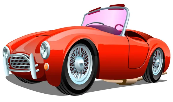 Cartoon Sport Rode Passagier Retro Auto Geïsoleerd Witte Achtergrond Esp — Stockvector