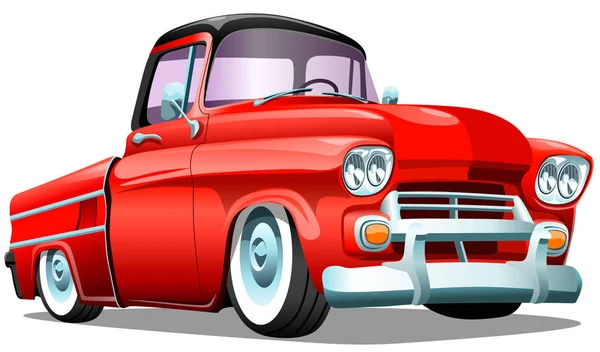 Cartoon Roter Retro Pickup Auf Weißem Hintergrund Esp Vektorillustration — Stockvektor