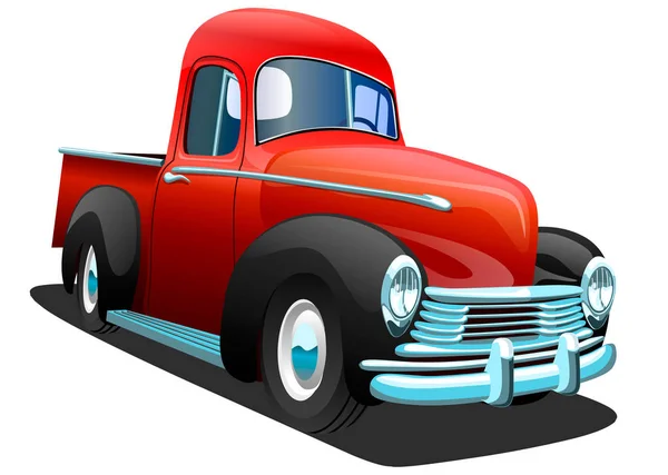 Caricatura Rojo Camioneta Retro Camioneta Sobre Fondo Blanco Ilustración Del — Vector de stock