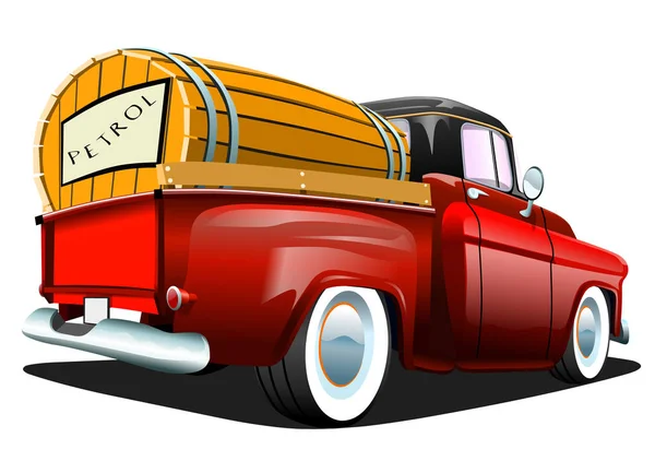 Caricatura Rojo Camioneta Retro Camioneta Sobre Fondo Blanco Ilustración Del — Archivo Imágenes Vectoriales