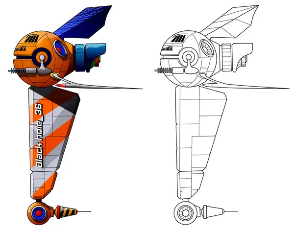 Wektorowa Ilustracja Fantastycznego Wymyślonego Statku Kosmicznego Białym Tle — Wektor stockowy