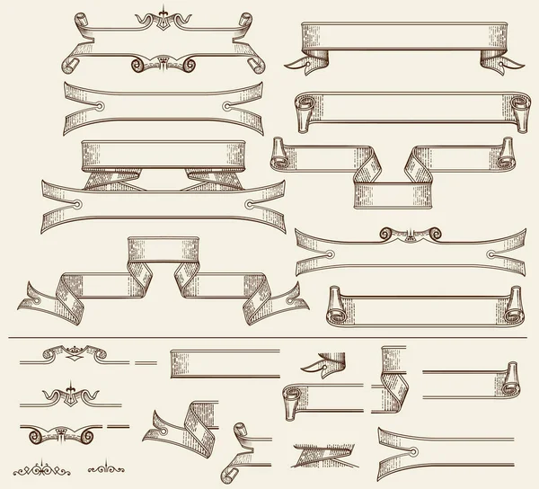 一連のバナーとビンテージのバナーを作るための要素 — ストックベクタ