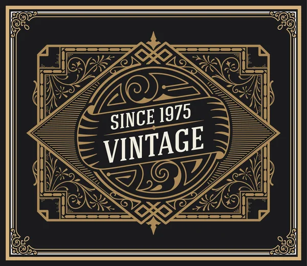 Vintage Logo Binnenkant Bloemen Kaart — Stockvector