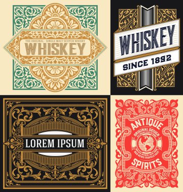 4 vintage etiket kümesi