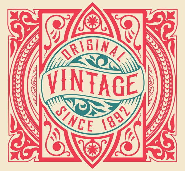 Étiquette Vintage Avec Détails Floraux — Image vectorielle