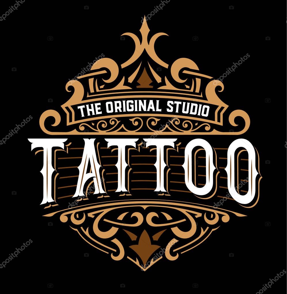 Tattoo logo with floral details