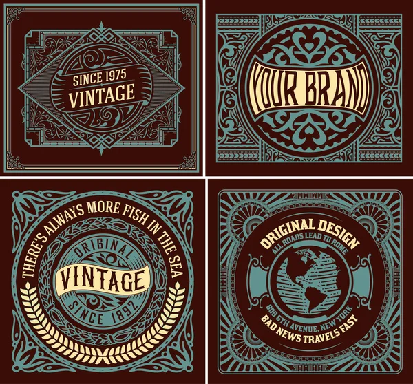 Lot Étiquettes Vintage Pour Emballage — Image vectorielle