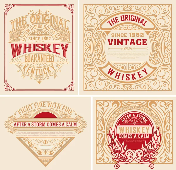 Whiskey Etiketten Vorhanden Vektorschichtung — Stockvektor