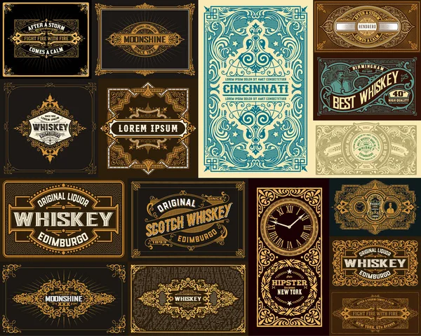 Pack Diseños Vintage Para Embalaje — Vector de stock