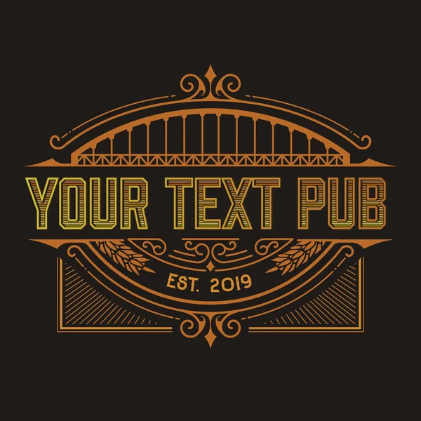 Vintage Pub logo. Vectorgelaagd — Stockvector