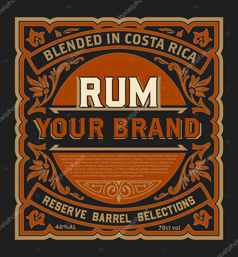 Vintage liquor label for packing. Vector layered