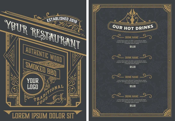 Modelo de design de menu de restaurante vintage. Vector em camadas . —  Vetores de Stock