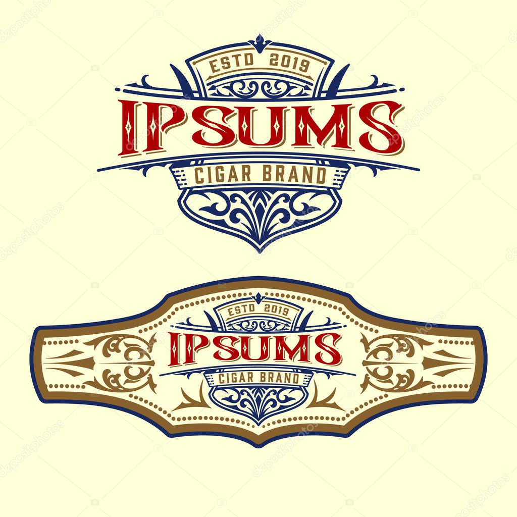 Vintage cigar label and logo template