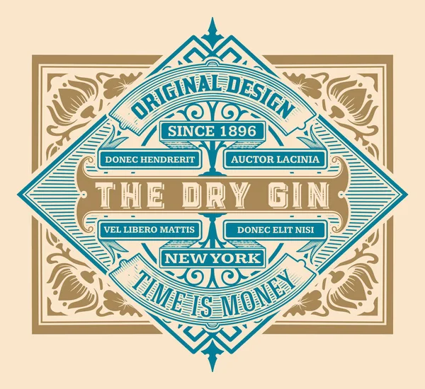 Vintage Gin label. Vectorgelaagd — Stockvector