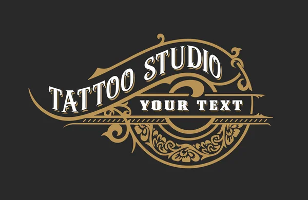 Tattoo logo sjabloon met vintage ornamenten. Gelaagde — Stockvector