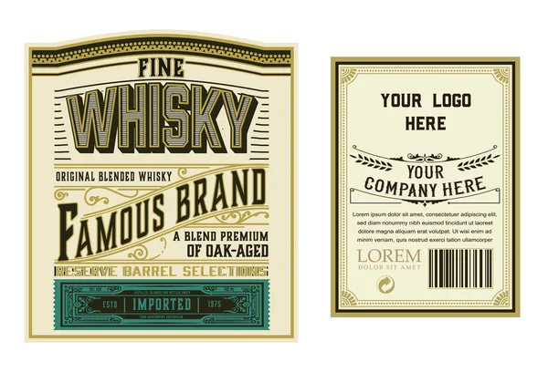 Etiqueta de whisky para el embalaje. Capas de vectores — Vector de stock