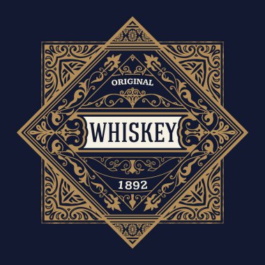 Eski viski etiket woth vintage süsler