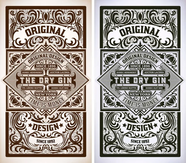 Etiqueta Vintage Gin. Capas de vectores — Archivo Imágenes Vectoriales