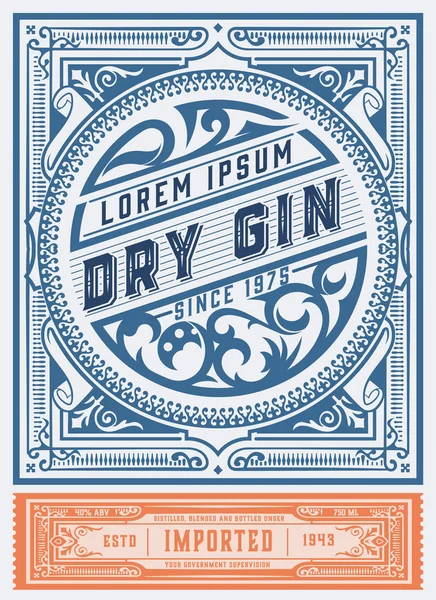 Etiqueta Vintage Gin. Capas de vectores — Archivo Imágenes Vectoriales