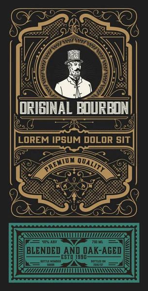 Old label design for Whiskey and Wine label, Restaurant banner, Beer label.  illustration — Stock Photo, Image