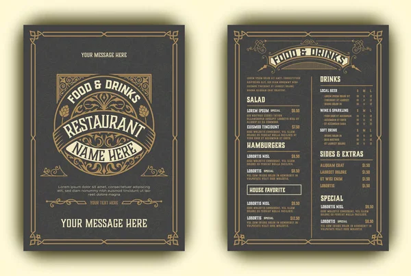 Menu Vintage avec ornements classiques et premium — Image vectorielle