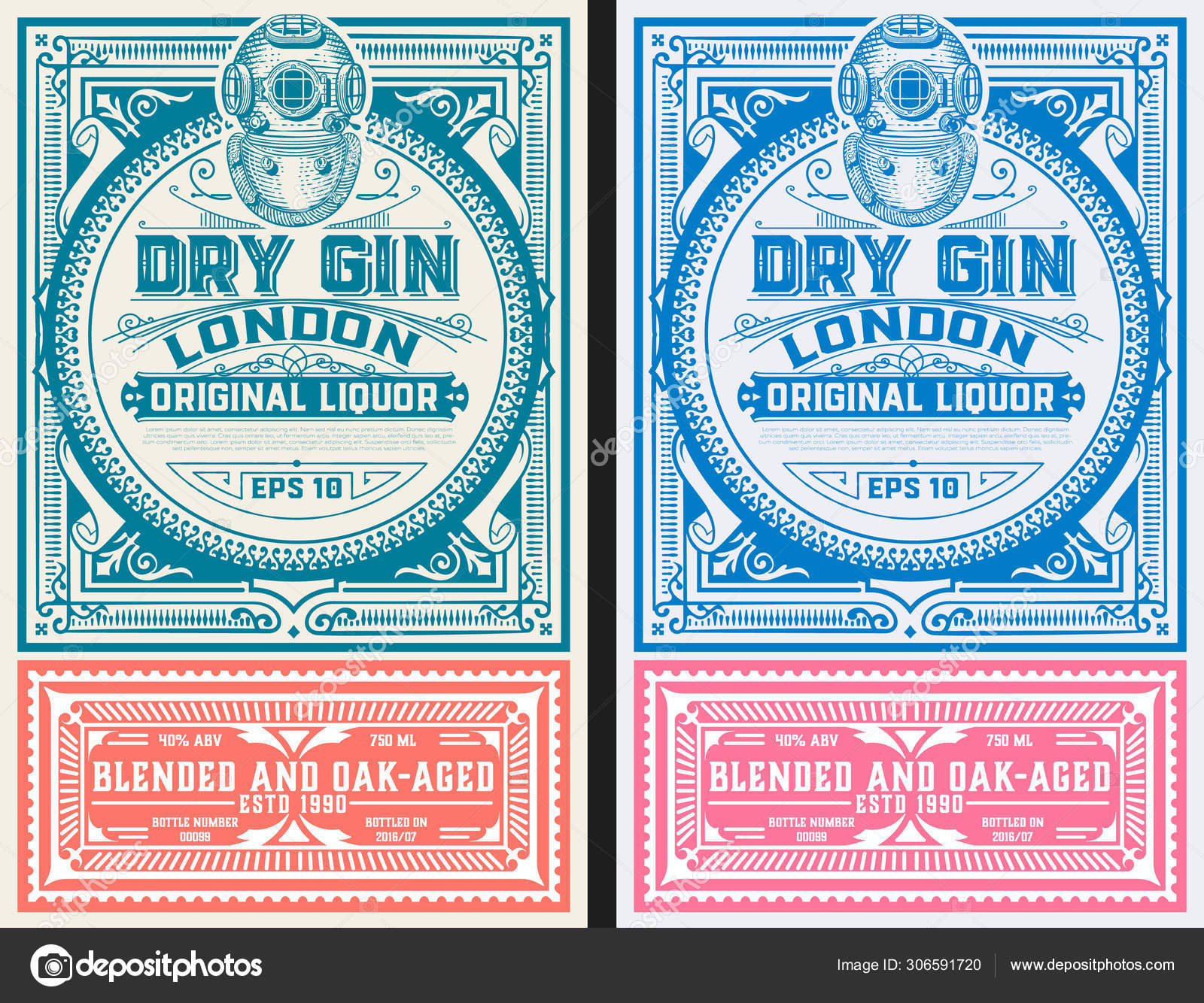 Vintage Gin label template. Vector layered Stock Vector by ©roverto007 ...