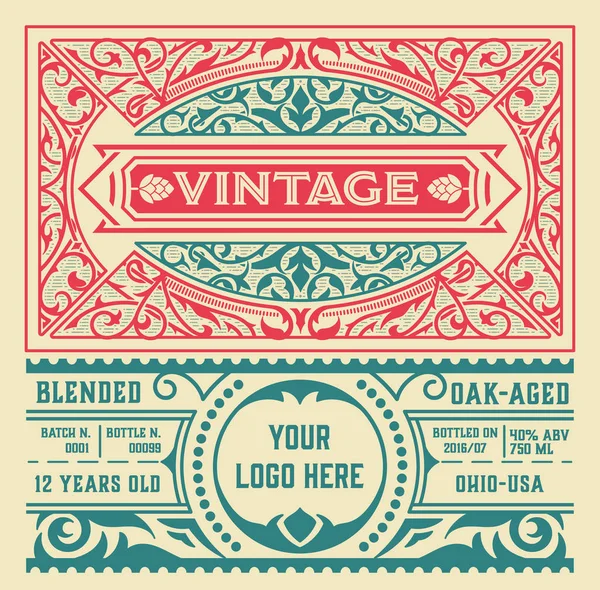 Vintage liquor label template. Vector layered — Stock Vector