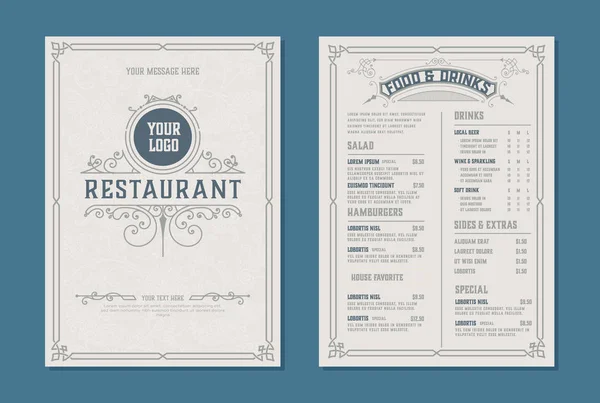 Fresh retro template for  restaurant menu design. Vector layered — Stock Vector