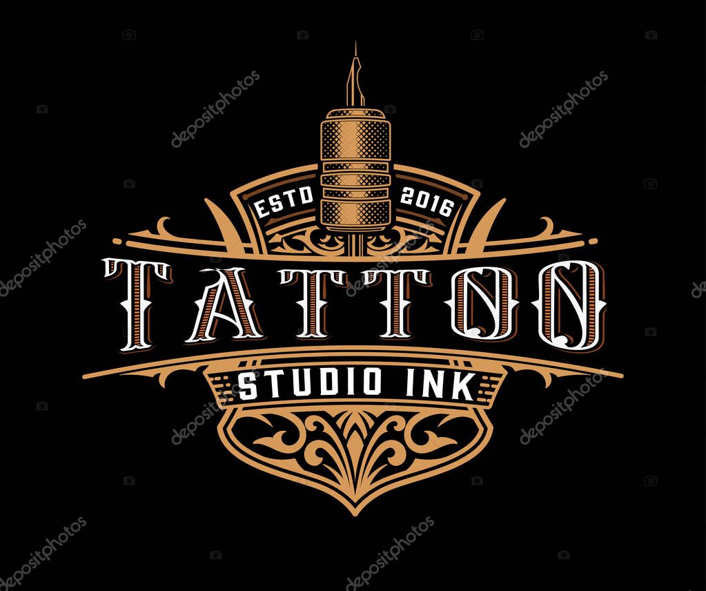 Vintage logo template with floral elements