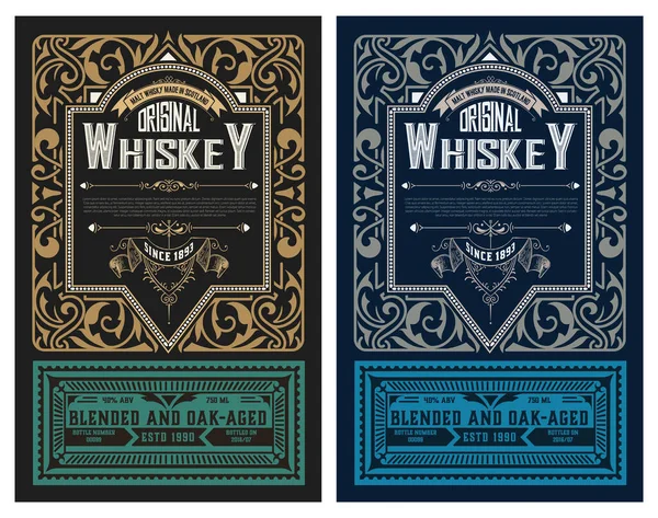 Whiskey Label Vintage Design Retro Vektor Illustration — Stockvektor
