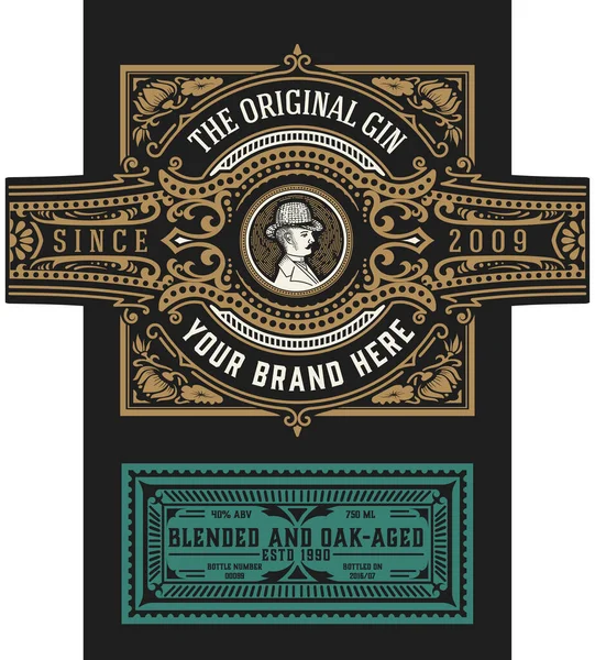 Viintage etiket tasarımı. Tekila ve viski için dekoratif logo şablonu — Stok Vektör