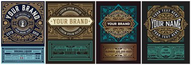 Mega seti, 8 klasik etiket. Vektör katmanlı