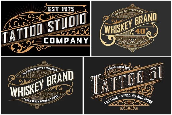 Set Logotipos Vintage Organizados Por Capas — Vector de stock