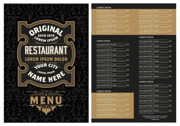 Modelo Menu Restaurante Estilo Vintage Vector Camadas —  Vetores de Stock