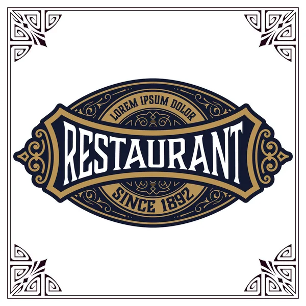 Modèle Logo Élégant Avec Des Lignes Ornement Signe Pour Restaurant — Image vectorielle