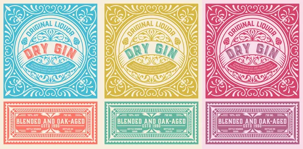 Antikes Etikett Mit Gin Likör Design — Stockvektor