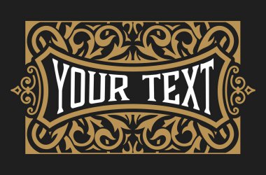 Çiçekli detayları olan eski bir etiket. Katmanlara göre elementler.