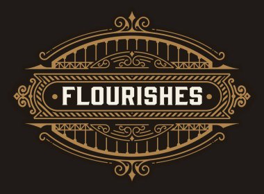 Çiçekli detayları olan eski bir etiket. Katmanlara göre elementler.