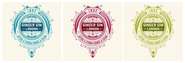 Etykieta Vintage Gin Warstwa Wektorowa — Wektor stockowy