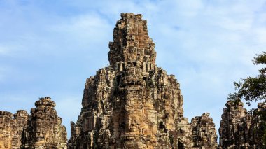 Bayon Tapınağı'ndaki antik heykeller. Khmer antik Angkor Wat Siem Reap, Kamboçya