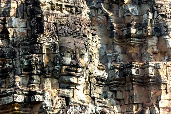 Starověké Kamenné Stěny Chrámu Bayon Angkor Kambodža — Stock fotografie