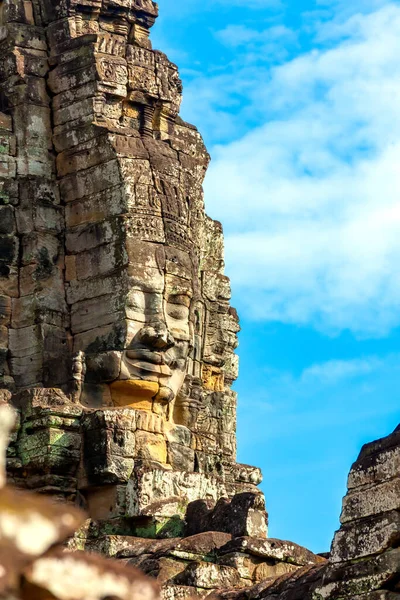 Starověké Kamenné Stěny Chrámu Bayon Angkor Kambodža — Stock fotografie