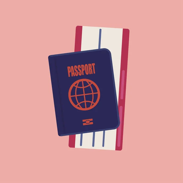Pasaporte Vectorial Con Tarjeta Embarque Billete Avión — Vector de stock