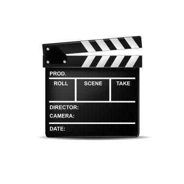 Gerçekçi sinema film clapper beyaz izole