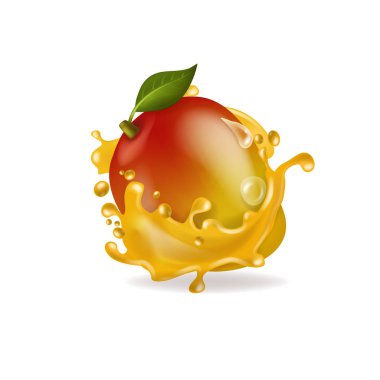 Meyve suyu sıçraması ile gerçekçi mango