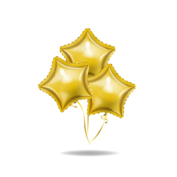 Grupo Realista Estrelas Douradas Balões Hélio —  Vetores de Stock