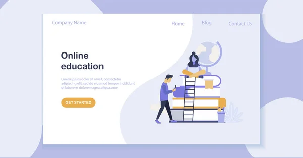 ベクトル ラーニング オンライン教育の概念のランディング ページ テンプレート — ストックベクタ