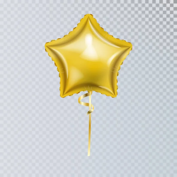 Gerçekçi Altın Yıldız Helyum Balonu — Stok Vektör