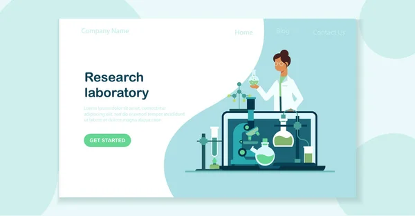 Modelo Página Aterrissagem Cientista Laboratório — Vetor de Stock